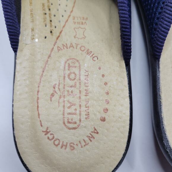 Fly Flot Navy Mesh Slide Sandals Made in Italy Anti-Shock Women's Sz 38 (US 7.5) - Picture 7 of 11